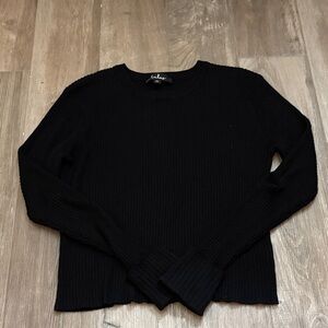 Juniors Black Ribbed Long Sleeve Sweater